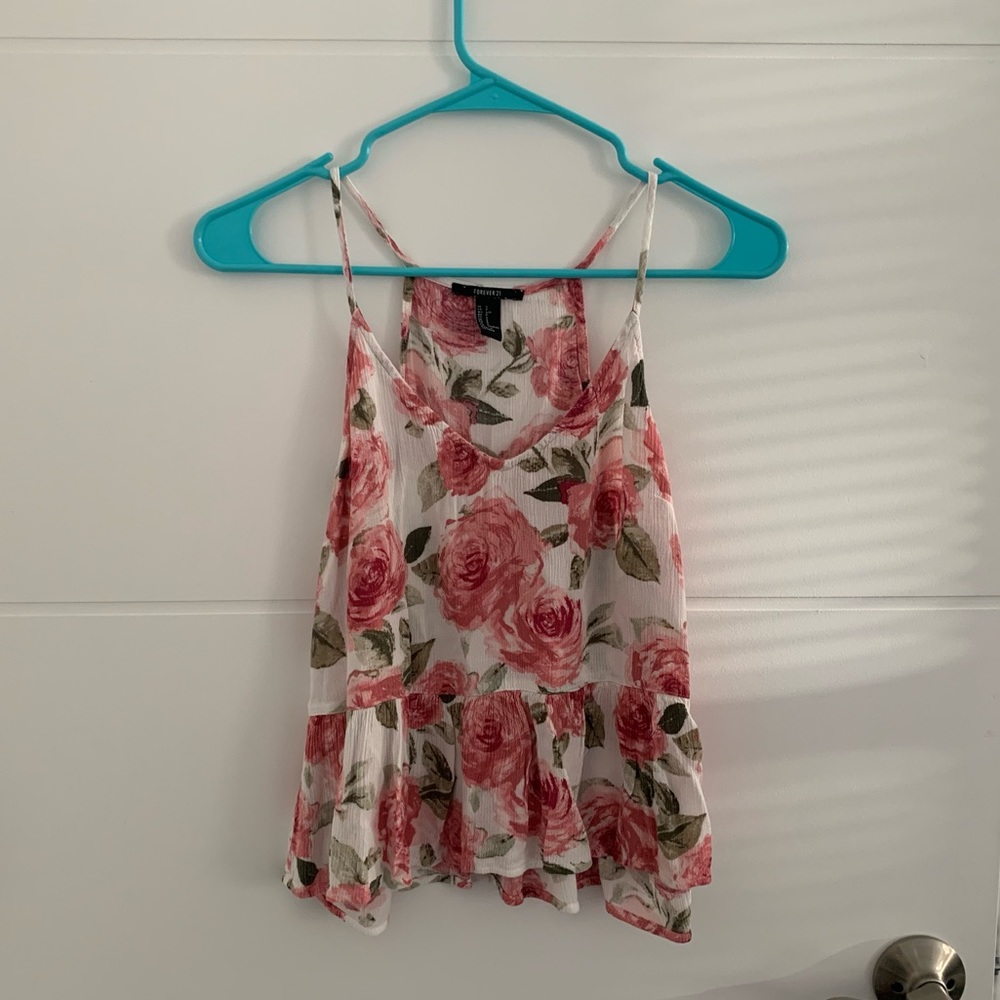 Rose floral peplum cami